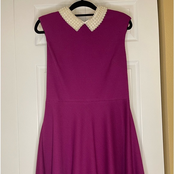 BETSEY JOHNSON Purple Pearl Collar Fit & Flare Dress - Picture 2 of 16